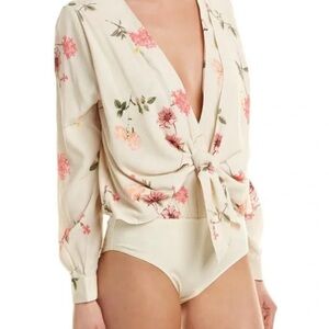Capulet Daria Ivory Pink Floral V-neck Body Suit